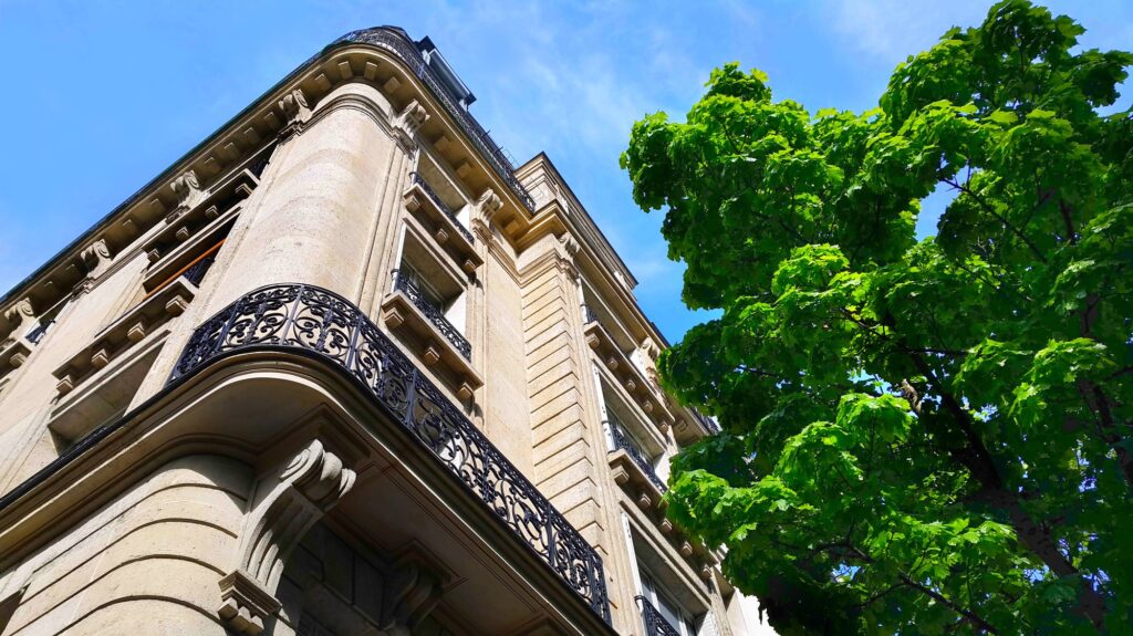 Facade of typical building in Paris